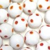 Picture of M351  HANDMADE 25MM set of 10 White with Red Dots Marbles