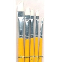 Angular Paint Brush Set-White synthetic hair brushes medium shot2