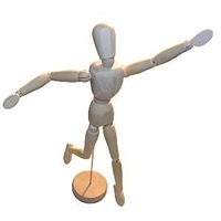 posable wooden mannequin or hand - opposable sectioned 12in Artist Doll has movable joints and magnetic feet and hands with stand