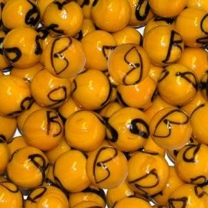 Picture of M302  HANDMADE 16MM set of 10 Orange with Black Swirls Marbles