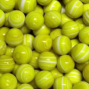 Picture of M316  HANDMADE 16MM set of 10 Yellow w/white stripes marbles