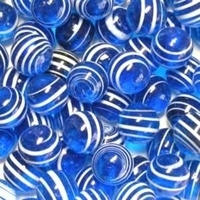 Picture of M323  HANDMADE 16MM set of 10 Transparent Blue with White Stripes Marbles