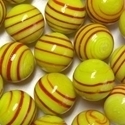 Picture of M339  HANDMADE 25mm set of 10 Red Striped Yellow colored Twisted Marbles