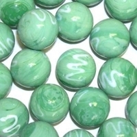 Picture of M344  HANDMADE 25mm set of 10 Green with White Swirls Marbles