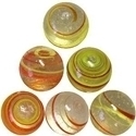 Picture of M364  HANDMADE 35MM Transparent Clear with Red & Yellow Stripes Twisted Marbles 10pcs
