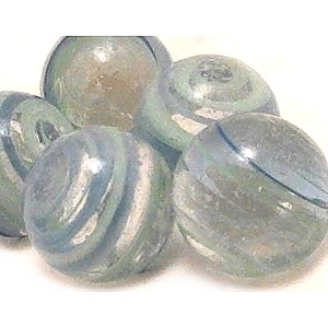 Picture of M329  HANDMADE 25mm set of 10 Transparent Clear Blue and Green Twisted colored marble 