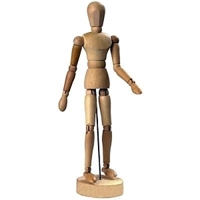 posable wooden mannequin or hand - opposable sectioned 12in Artist Doll has  movable joints and magnetic feet and hands.