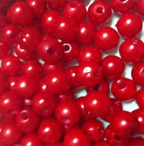 Picture of BD8R5  8mm RED Opaque Round Plastic Beads