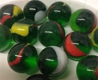 Picture of M242 25MM transparent green with colored swirls glass marbles