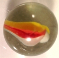 Picture of M217 25MM Transparent Clear With Red, Yellow, White and Green Swirls Shiny Glass Marbles  [E16i]