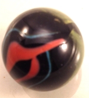 Picture of M233 25MM Black Base With Yellow, Light Blue And Orange Swirls Glass Marbles