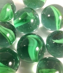 Glass Marbles 5/8" inch 16mm Clear & Green Cats Eye 12oz 65pcs M84 
