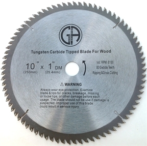 Picture of TC181 10”80T Blade for Wood, 1" Arbor shim to 5/8"