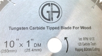 Saw Blade Circular Carbide TCC1200 10in 120T for table chop miter & skilsaw closeup