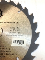 Circular Saw Blade -  also  for Table & Chop saws - 7.25" x 2.04mm, 24-T, tooth thickness x 1.5mm, tungsten carbide tipped WOOD Saw Blade - closeup