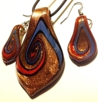 Picture of GP2 Hand Made Murano Fused Glass Jewelry Set-Leaf