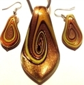 Picture of GP3 Hand Made Murano Fused Glass Jewelry Set-Leaf 