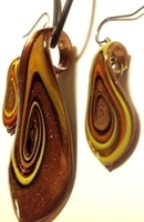 Picture of GP3 Hand Made Murano Fused Glass Jewelry Set-Leaf 