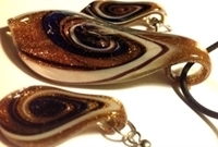 Picture of GP4 Hand Made Murano Fused Glass Jewelry Set-Leaf 