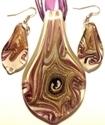 Picture of GP8 Hand Made Murano Fused Glass Jewelry Set-Leaf 