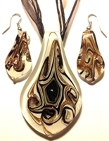 Picture of GP6 Hand Made Murano Fused Glass Jewelry Set-Leaf 