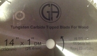 TCP11 Circular Saw Blade Carbide 14" 100T for WOOD Suitable for table, chop & miter.saw-center view