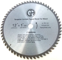 Circular Saw Blade Carbide 12" 60T for WOOD 1" Arbor shim to 5/8" for circular saw, table saw, chopsaw, miter saw, skilsaw, concrete and masonry saw.-full view