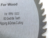 Circular Saw Blade Carbide 12" 60T for WOOD 1" Arbor shim to 5/8" for circular saw, table saw, chopsaw, miter saw, skilsaw, concrete and masonry saw - edge view