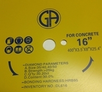 Picture of DL616 16in Laser Welded Blade for CONCRETE 1in Arbor