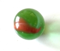 Picture of M168 16MM Shiny green marbles with red and yellow swirls
