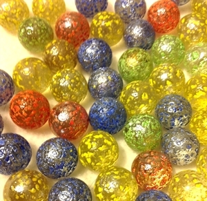 Picture of MM152 16MM Clear rolled in various colored crushed glass marbles