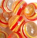 Picture of MJ3226C HANDMADE 16mm Clear w/red & yellow stripes, set of 10
