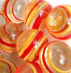 Picture of MJ3226C HANDMADE 16mm Clear w/red & yellow stripes, set of 10