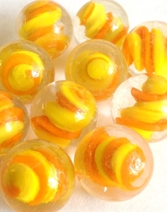Picture of MM3048CA HANDMADE 16MM Clear w/yellow & orange, set of 10