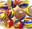 Picture of MJ3221C HANDMADE 25mm Clear w/blue, red, yellow swirls, set of 10