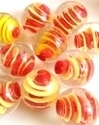 Picture of MM3045B HANDMADE 25mm set of 10, Clear w/red & yellow swirls