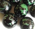 Picture of MJ3226GB HANDMADE 16MM Marbles  Green w/ black spots, set of 10