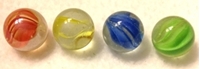 Picture of MN05 9/16" Clear Marble with red, green, yellow or blue swirls