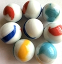 Picture of M196 16MM White Base With Yellow, Green, Blue And Red Swirls Glass Marbles