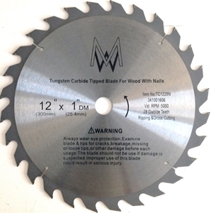 Circular Saw Blade Carbide 12" 28T for Wood with Nails 1" Arbor shim to 5/8"  for table saw, chopsaw, miter saw - full size image