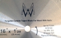 TC636N Circular Saw Blade Carbide 16" 36T for WOOD with NAILS. For table, chop & miter saw-center view