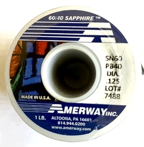 Picture of SA6040   Amerway Sapphire 60/40 Solder 1/8" solid wire for Stained Glass 1 lb spool